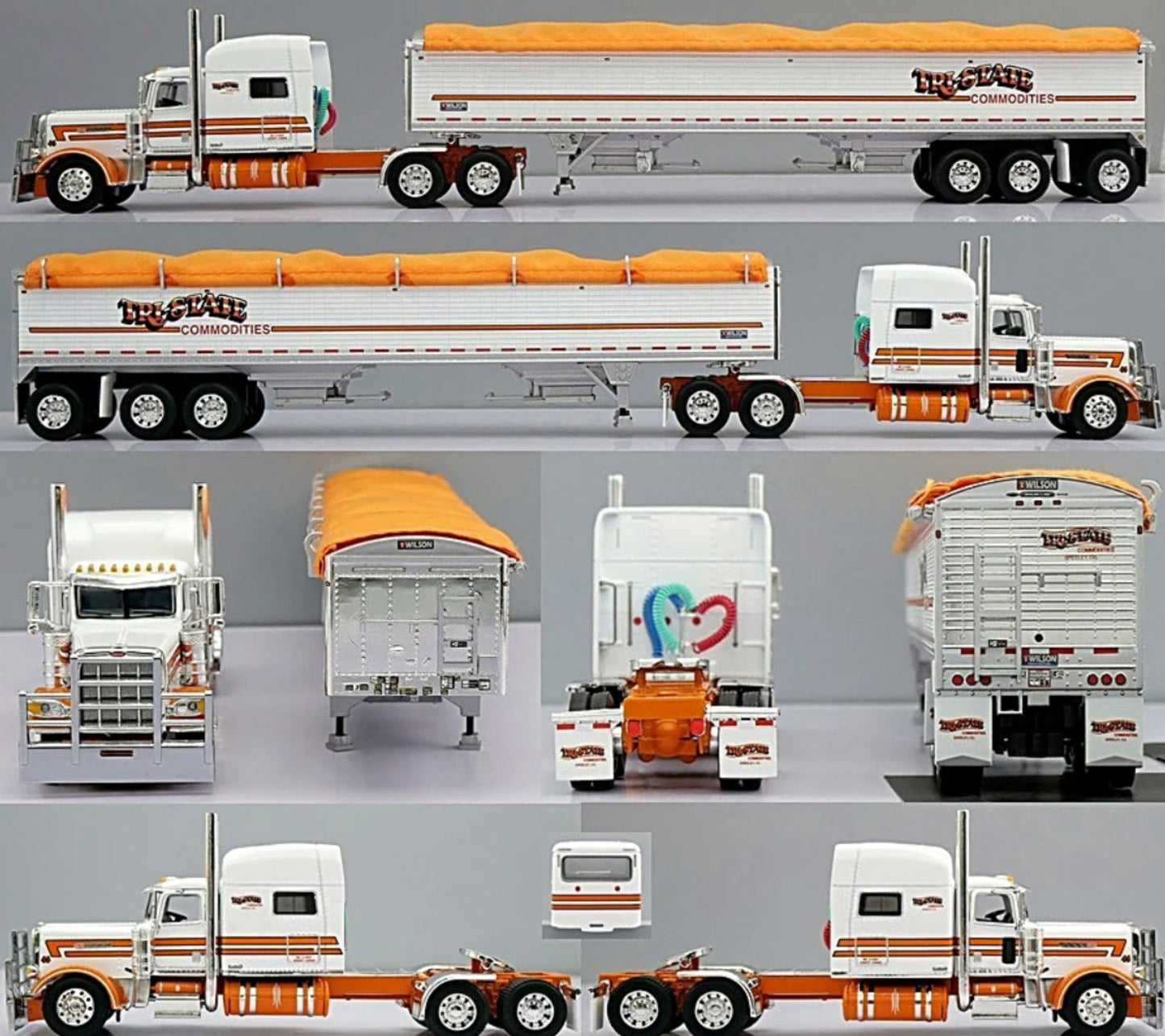 1:64 DCP TCS Tri State Commodities Trucking Peterbilt 389 w 70” Standup Sleeper and 50’ Tri-Axle Grain trailer