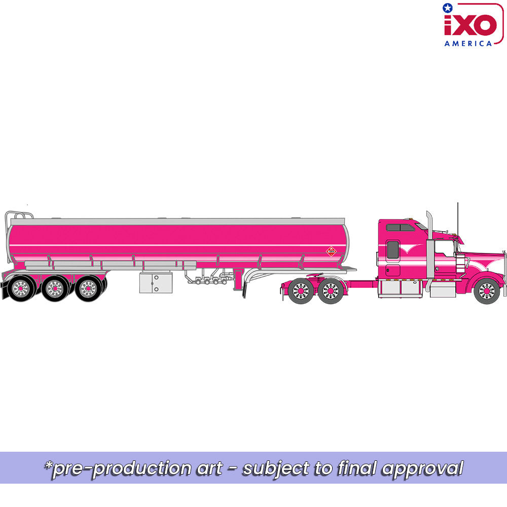 1:64 IXO 1990 Kenworth W900 with Tri Axle Petroleum Tanker - Pink