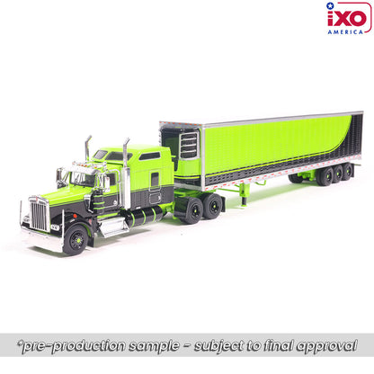 1:64 IXO 1990 Kenworth W900 with Tri Axle Reefer - Neon Green, Black