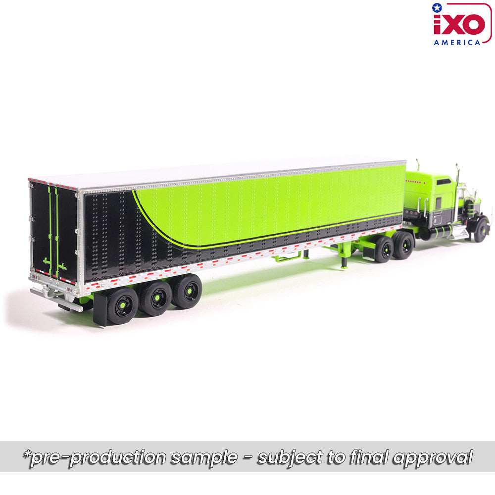 1:64 IXO 1990 Kenworth W900 with Tri Axle Reefer - Neon Green, Black