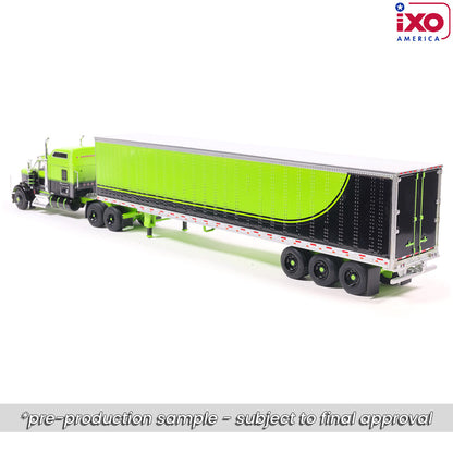 1:64 IXO 1990 Kenworth W900 with Tri Axle Reefer - Neon Green, Black