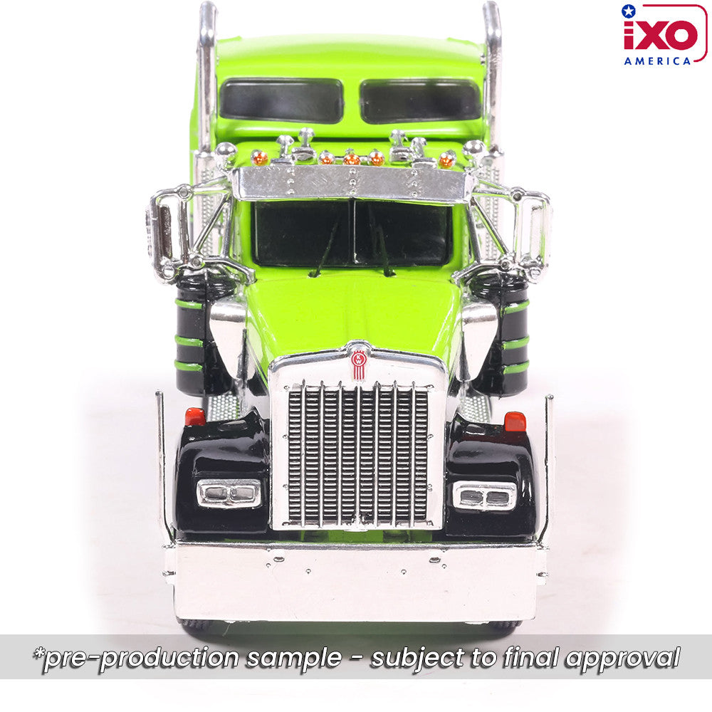 1:64 IXO 1990 Kenworth W900 with Tri Axle Reefer - Neon Green, Black