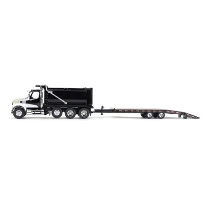 1:64 DCP White and Black Western Star 49X with Ox Bodies Dump & Beaver Tail Trailer