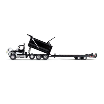 1:64 DCP White and Black Western Star 49X with Ox Bodies Dump & Beaver Tail Trailer