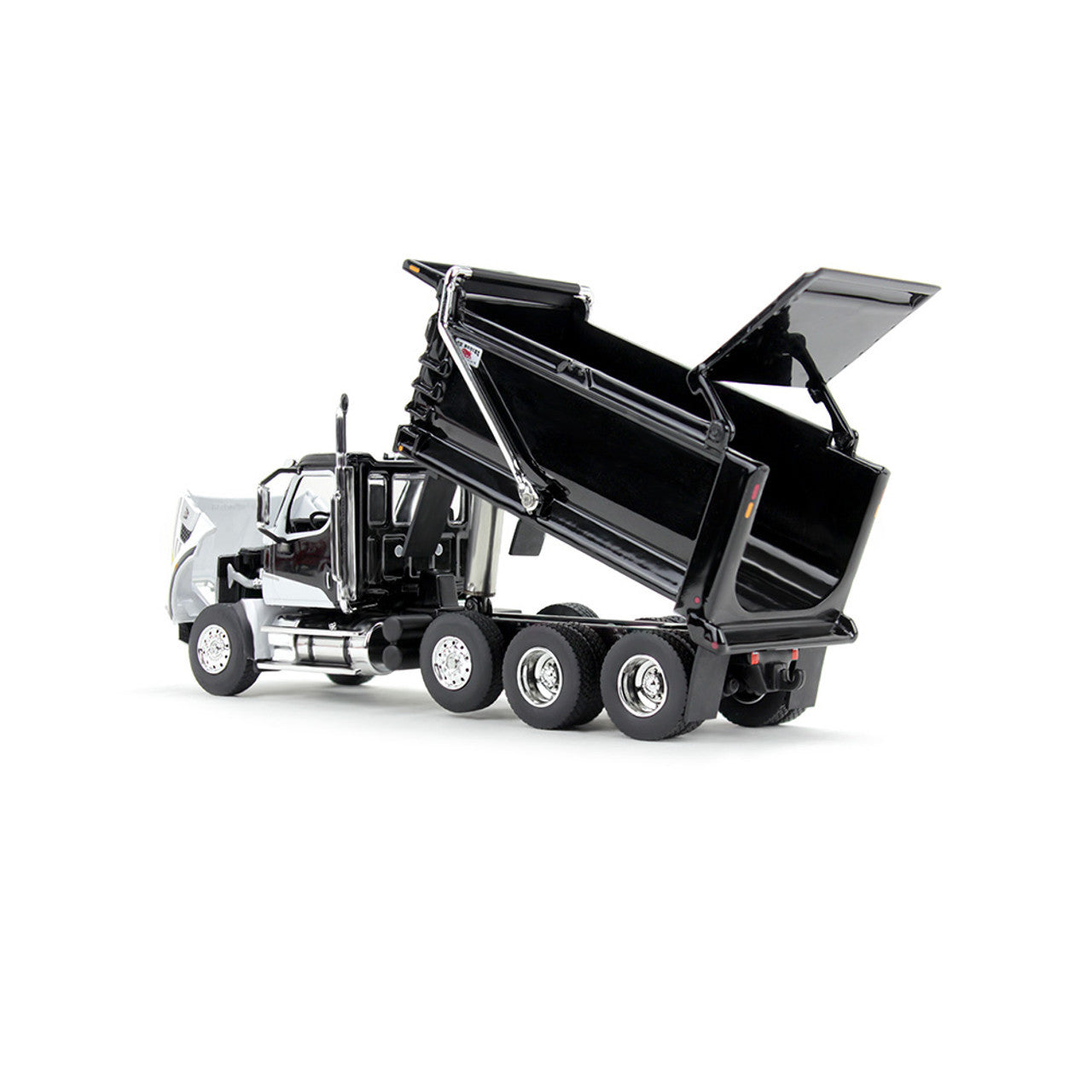 1:64 DCP White and Black Western Star 49X with Ox Bodies Dump & Beaver Tail Trailer