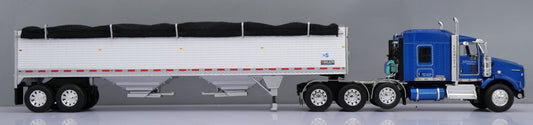 1:64 DCP Johnson Harvesting’s Sovereign Blue Kenworth T800 Tractor with Wilson High Side Grain Trailer