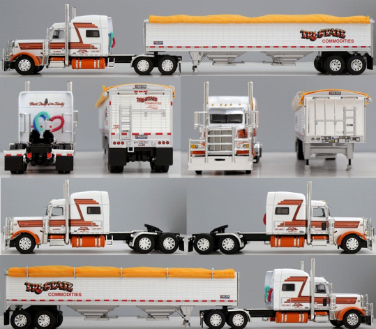 1:64 DCP Tri State Commodities Peterbilt 389 pulling a 43 foot high side Wilson Grain Trailer