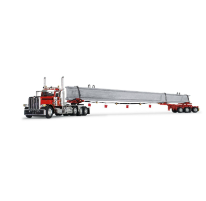 2023 National Toy Trucker & Contractor Show Truck - LeFebvre Peterbilt Model 389 tri-axle Day Cab w/ERMC 4-Axle Hydra Steer Trailer with 90' Beam Load