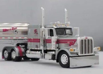 1:64 DCP Mies & Son/Daughter Peterbilt Model 389 with 63″ Flat Top Sleeper & Walker Tandem Axle Milk Tanker Semi Trailer