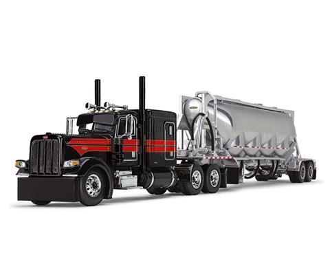 1:64 DCP Black and Viper Red Peterbilt 389 with JandL Pneumatic Tank Trailer