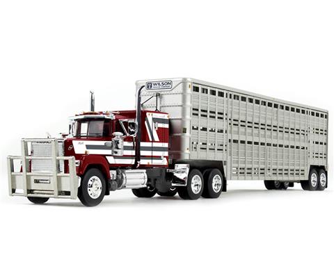 1:64 DCP Mack Superliner 60" flattop sleeper with Wilson 45' vintage livestock trailer