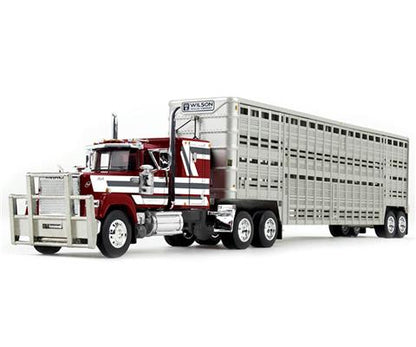 1:64 DCP Mack Superliner 60" flattop sleeper with Wilson 45' vintage livestock trailer