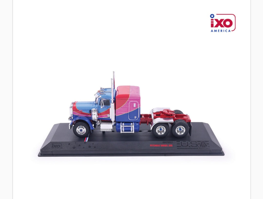 1:64 IXO 1973 Peterbilt 359 Blue and Pink (JC Alt)