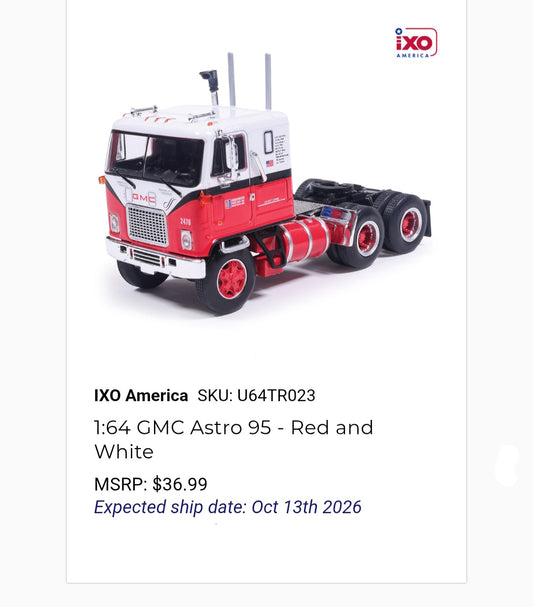 1:64 IXO GMC Astro 95 Red and White