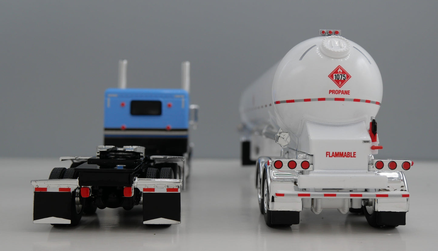 1:64 DCP Blue Black and Silver Peterbilt 389 63" w/ Anhydrous bottle