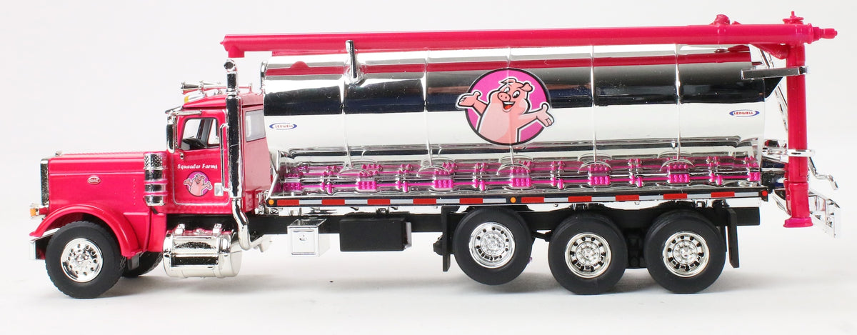 1:64 DCP Squealer Farms Pink Pete 389 day cab with triple axle Ledwell bulk feed body