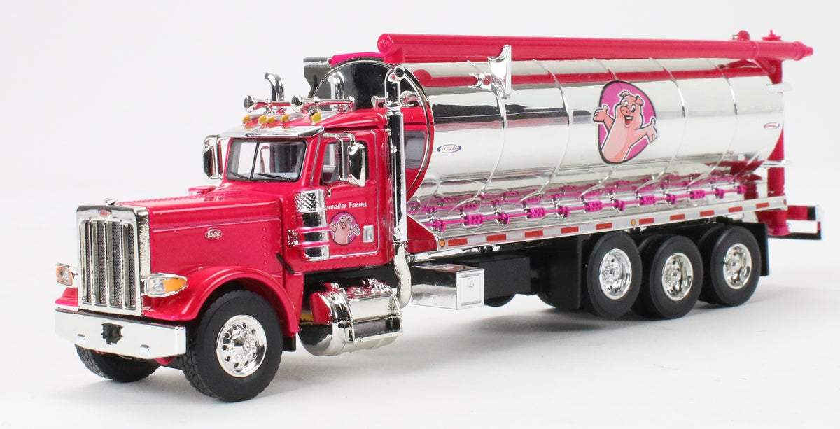 1:64 DCP Squealer Farms Pink Pete 389 day cab with triple axle Ledwell bulk feed body