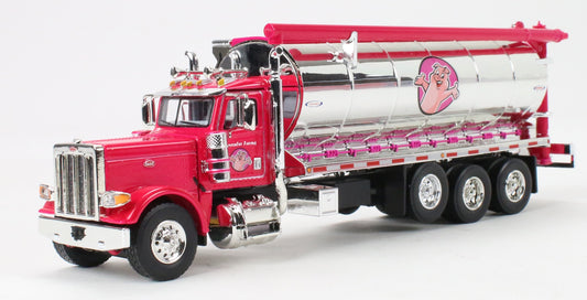 1:64 DCP Squealer Farms Pink Pete 389 day cab with triple axle Ledwell bulk feed body