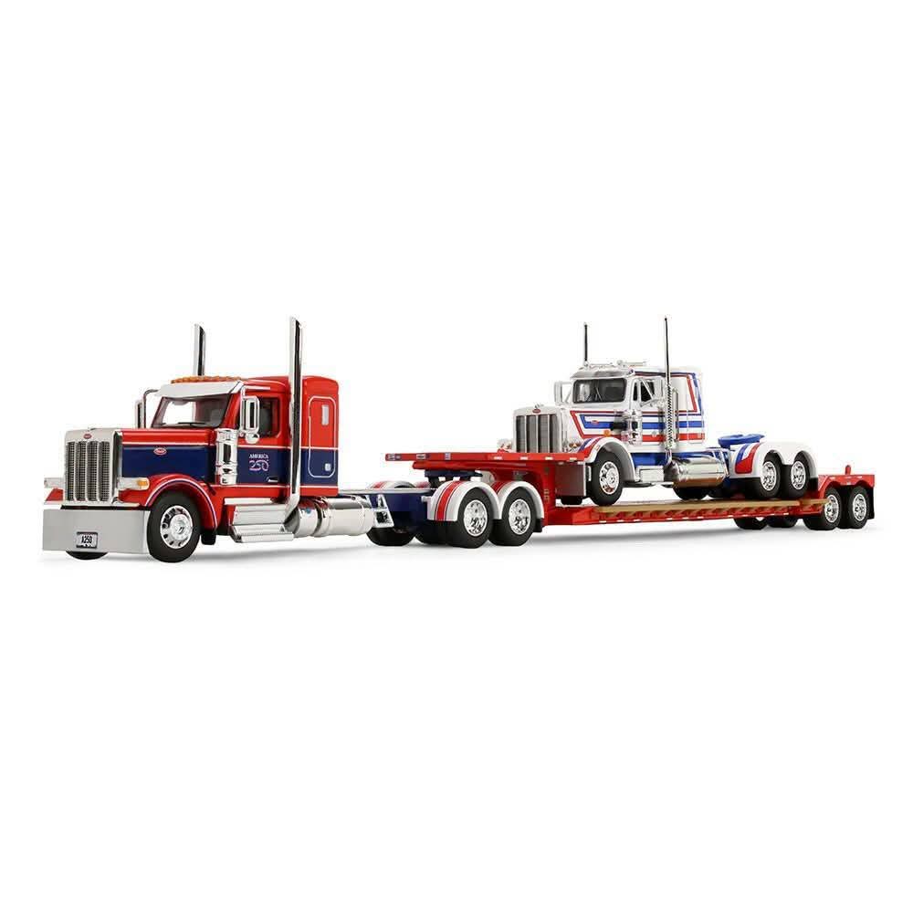 1:64 DCP America 250 Peterbilt 589 w 44" flat top, Fontaine Renegade LXT 40 lowboy w Peterbilt 589 load