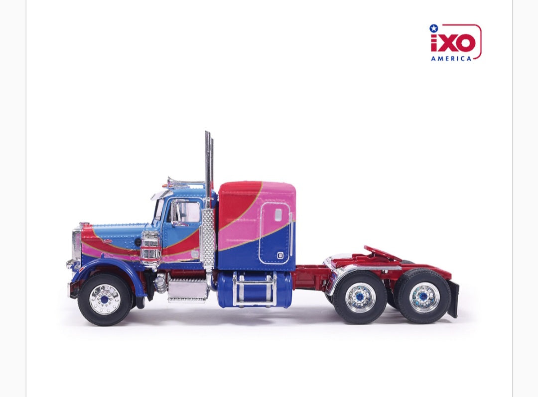 1:64 IXO 1973 Peterbilt 359 Blue and Pink (JC Alt)
