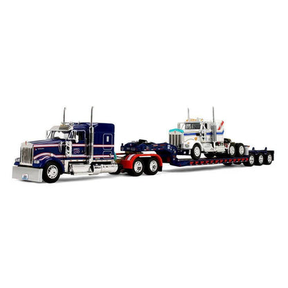 1:64 DCP America 250 Kenworth W900 w 72" aero flat top Magnatude lowboy w Kenworth 900A load