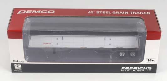 1:64 Diecast Master Demco 42 ft Steel Grain Trailer White