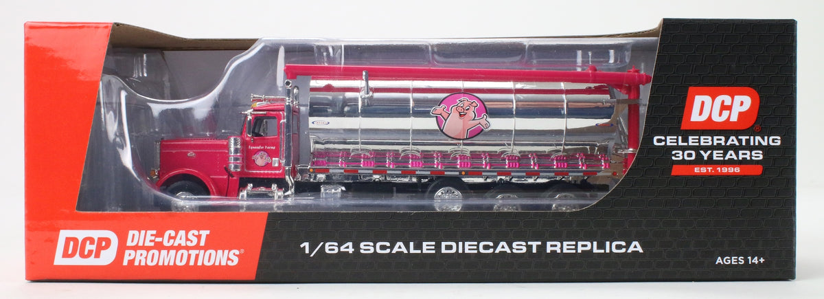 1:64 DCP Squealer Farms Pink Pete 389 day cab with triple axle Ledwell bulk feed body