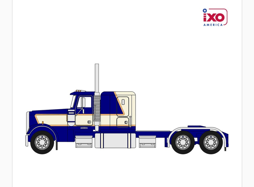 1:64 1998 Freightliner Classic - Blue, Cream, and Peach
