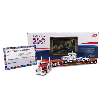 1:64 DCP America 250 Peterbilt 589 w 44" flat top, Fontaine Renegade LXT 40 lowboy w Peterbilt 589 load