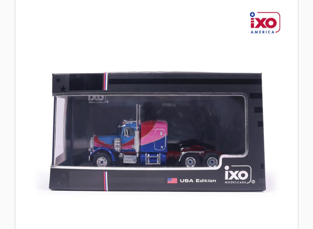 1:64 IXO 1973 Peterbilt 359 Blue and Pink (JC Alt)