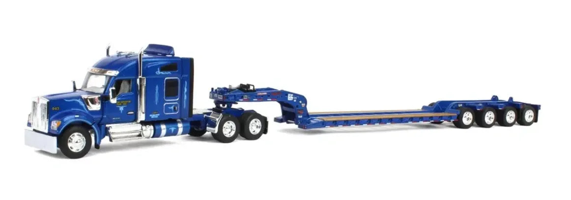 1:64 DCP Kenworth W990 with Fontaine Magnitude Tri-axle Lowboy and Flip Tail, Western Distributing