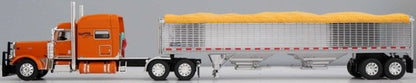 1:64 DCP Tri State Commodities Peterbilt 389 pulling a Chrome 43 foot high side Wilson Grain Trailer