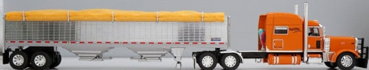 1:64 DCP Tri State Commodities Peterbilt 389 pulling a Chrome 43 foot high side Wilson Grain Trailer