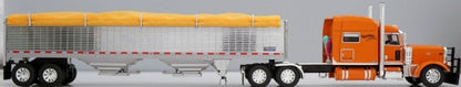 1:64 DCP Tri State Commodities Peterbilt 389 pulling a Chrome 43 foot high side Wilson Grain Trailer