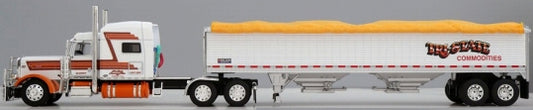 1:64 DCP Tri State Commodities Peterbilt 389 pulling a 43 foot high side Wilson Grain Trailer